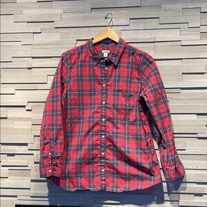 L.L. Bean Red and Blue Plaid women's Shirt- size L - NWOT